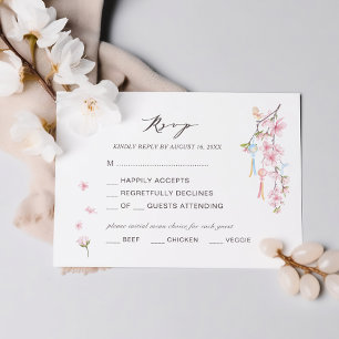 Tarjeta De Recepción Elegante Primavera Flower Wedding RSVP
