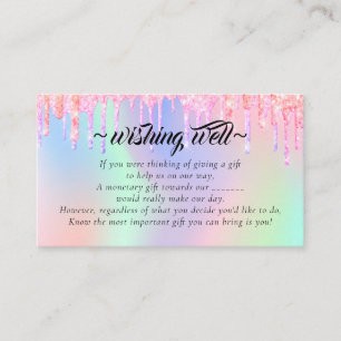 Tarjeta De Recepción Elegante Purpurina gotea deseando lo mejor para Bo