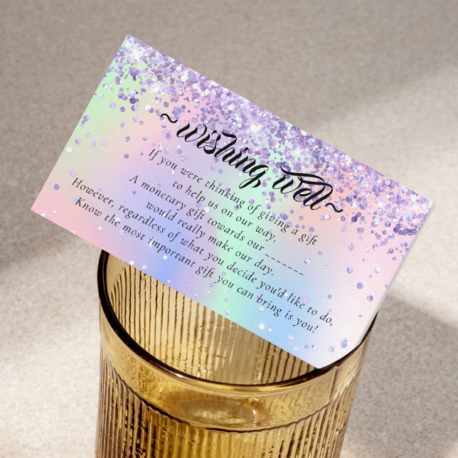 Tarjeta De Recepción Elegante Purpurina Holo deseando lo mejor para el  (Subido por el creador)