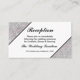 Tarjeta De Recepción Elegante purpurina plateado moderno de fondo blanc