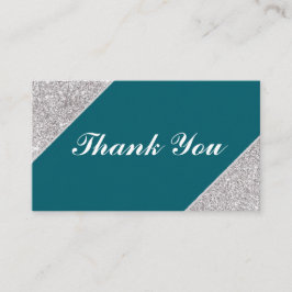 Tarjeta De Recepción Elegante purpurina plateado moderno en Verde azula