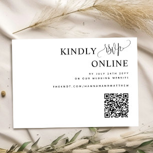 Tarjeta De Recepción Elegante QR Boda de código RSVP en línea, guión, K