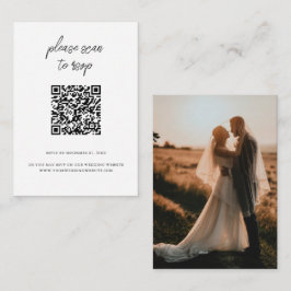 Tarjeta De Recepción Elegante QR Code Photo White Wedding RSVP