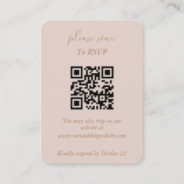 Tarjeta De Recepción Elegante QR minimalista polvoriento rosa y dorado