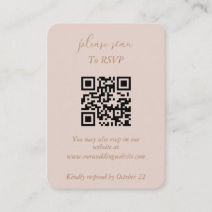 Tarjeta De Recepción Elegante QR minimalista polvoriento rosa y dorado