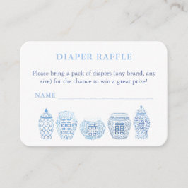 Tarjeta De Recepción Elegante Raffle De Baby Shower Blanco Y Azul