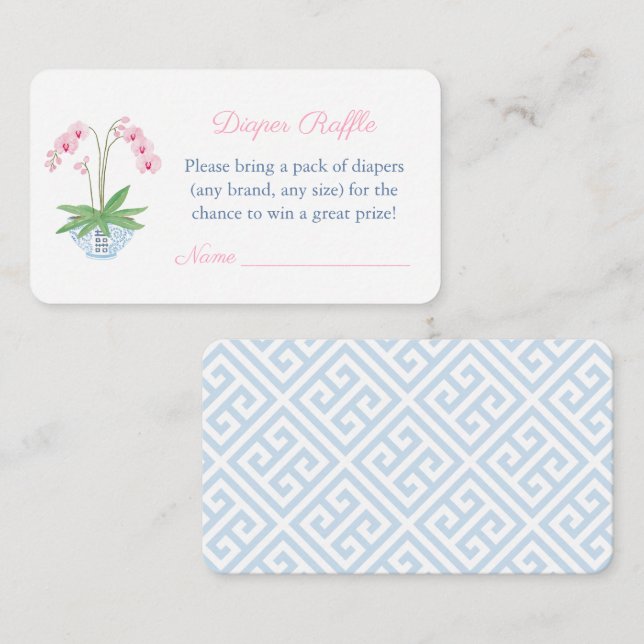 Tarjeta De Recepción Elegante Raffle De Baby Shower Rosa Y Azul (Anverso / Reverso)