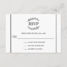 Elegante ramas de estilo francés RSVP blanco Monog