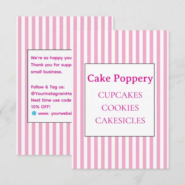 Tarjeta De Recepción Elegante Rayado (Anverso / Reverso)