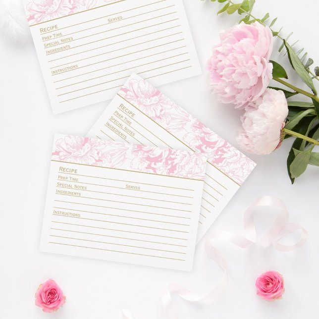 Tarjeta De Recepción Elegante receta de Boda de flores de oro rosado (Subido por el creador)