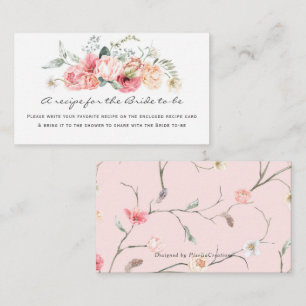 Tarjeta De Recepción Elegante receta de color agua floral para la novia