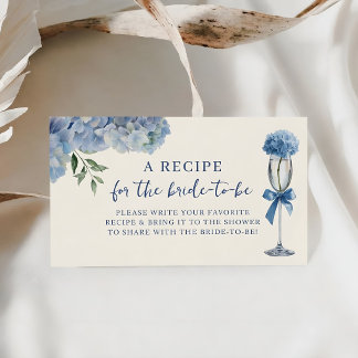 Tarjeta De Recepción Elegante receta de Hortensia Azul para Novia 