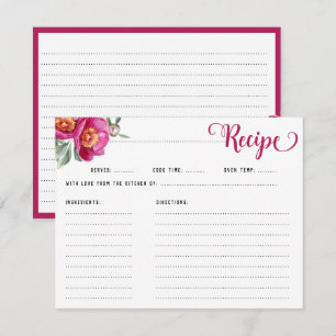 Tarjeta De Recepción Elegante Receta Floral Rosa Caliente Ducha De Novi