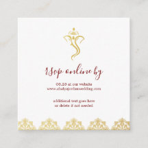 Elegante Red & Gold Ganesha & Mehndi Wedding RSVP