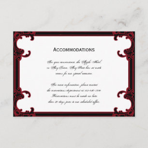 Tarjeta De Recepción Elegante Red Gothic Frame Bodas Alojamiento