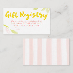 Tarjeta De Recepción Elegante regalo de shower de registro rosa suave y