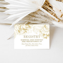 Tarjeta De Recepción Elegante registro de Bodas de flores de oro