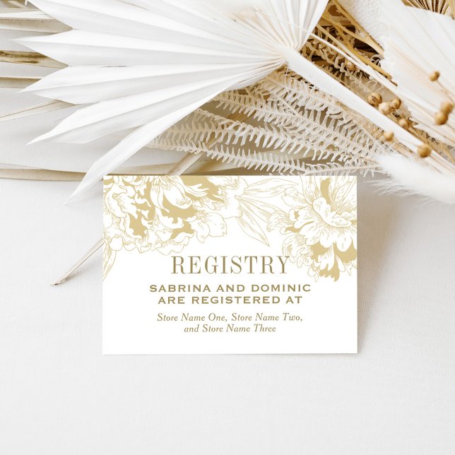 Tarjeta De Recepción Elegante registro de Bodas de flores de oro (Subido por el creador)