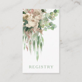 Tarjeta De Recepción Elegante registro de Bodas de Rosas florales verde