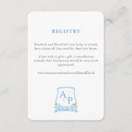 Tarjeta De Recepción Elegante Registro De Bodas Escudos Azules Y Blanco