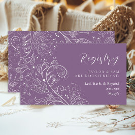 Tarjeta De Recepción Elegante registro de Bodas florales Dusty Purple
