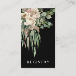 Tarjeta De Recepción Elegante registro de Bodas florales negros
