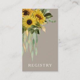 Tarjeta De Recepción Elegante Registro de Bodas Taupe Floral Sunflowers