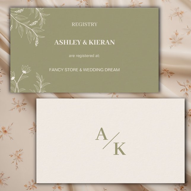 Tarjeta De Recepción Elegante Registro de Bodas Verdes de Floral Moss , (Subido por el creador)