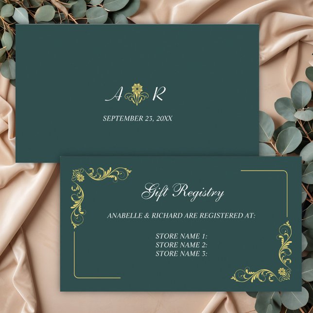 Tarjeta De Recepción Elegante registro de regalos de Boda victoriano (Subido por el creador)