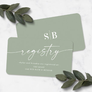 Tarjeta De Recepción Elegante Registro de Regalos de Bodas Verdes de Ho