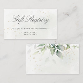 Tarjeta De Recepción Elegante Registro de Regalos de Oro Eucalyptus Gre