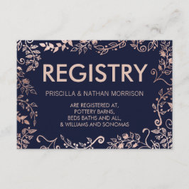 Tarjeta De Recepción Elegante Registro de Regalos Florales de Rosa Azul