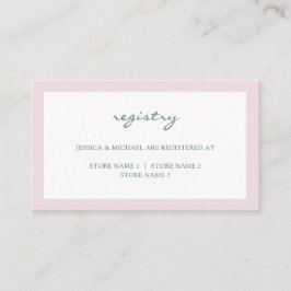 Tarjeta De Recepción Elegante Registro Simple Boda Verde Rosa