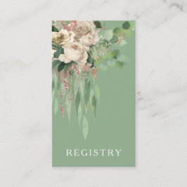 Tarjeta De Recepción Elegante Registro Verde de Bodas Florales