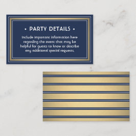 Tarjeta De Recepción Elegante Relieve metalizado azul de la marina, bla