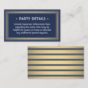 Tarjeta De Recepción Elegante Relieve metalizado azul de la marina, bla