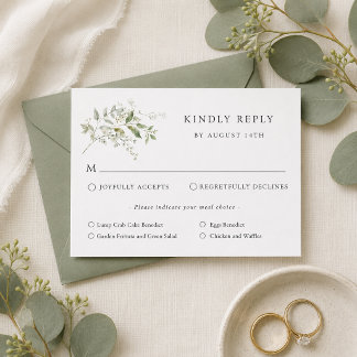 Tarjeta De Recepción Elegante respuesta de boda con eucalipto y selecci