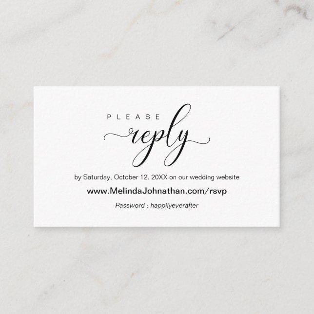 Tarjeta De Recepción Elegante respuesta de RSVP de boda en línea (Anverso)