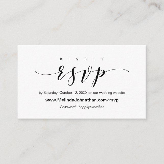 Tarjeta De Recepción Elegante respuesta de RSVP de boda en línea (Anverso)