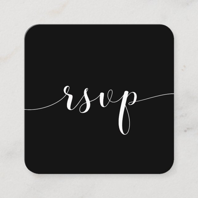 Tarjeta De Recepción Elegante respuesta RSVP de código QR en blanco y n (Anverso)