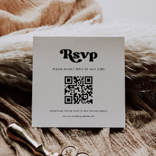 Tarjeta De Recepción Elegante respuesta RSVP en código QR blanco y negr