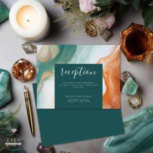 Tarjeta De Recepción Elegante Resumen moderno Agate Jade Terracotta