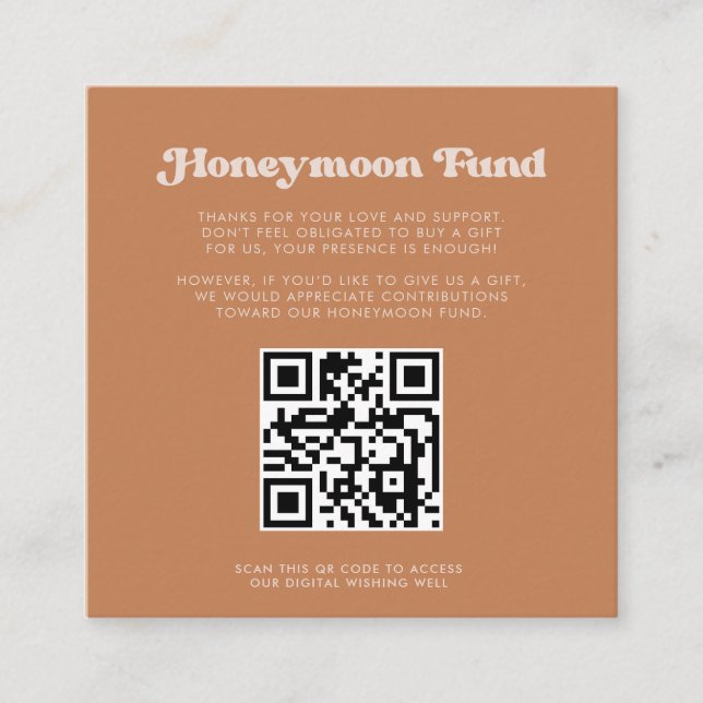 Tarjeta De Recepción Elegante retro Azúcar marrón Fondo de luna de miel (Anverso)