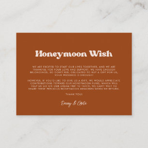Tarjeta De Recepción Elegante retro Naranja quemado Boda luna de miel