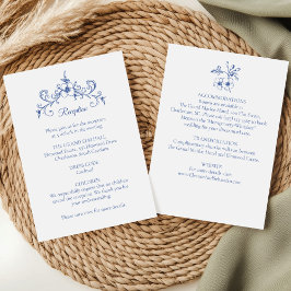 Tarjeta De Recepción Elegante Romance de época Dusty Blue Floral Boda