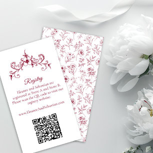 Tarjeta De Recepción Elegante Romance Vintage Burgundy Registro de Códi