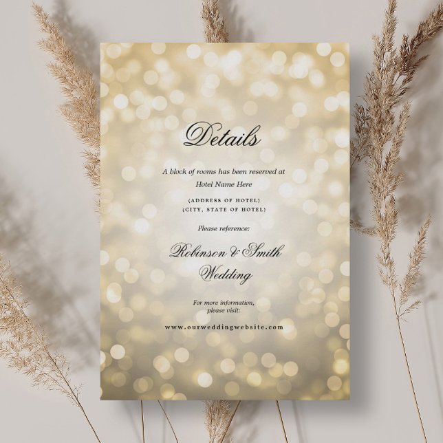 Tarjeta De Recepción Elegante Romántico Bokeh Luces Bodas Detalles (Elegant Romantic Bokeh Lights Wedding Details Enclosure Card)