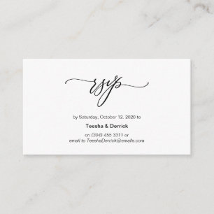 Tarjeta De Recepción Elegante romántico, negro, matrimonio RSVP