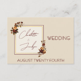 Tarjeta De Recepción Elegante Romántico Óxido Rosa Otoño Boda