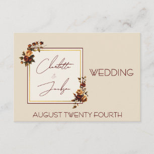Tarjeta De Recepción Elegante Romántico Óxido Rosa Otoño Boda